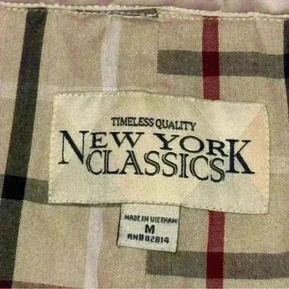 New York Classics Quilted Jacket Beige Plaid Lining Size Medium - Picture 5 of 7